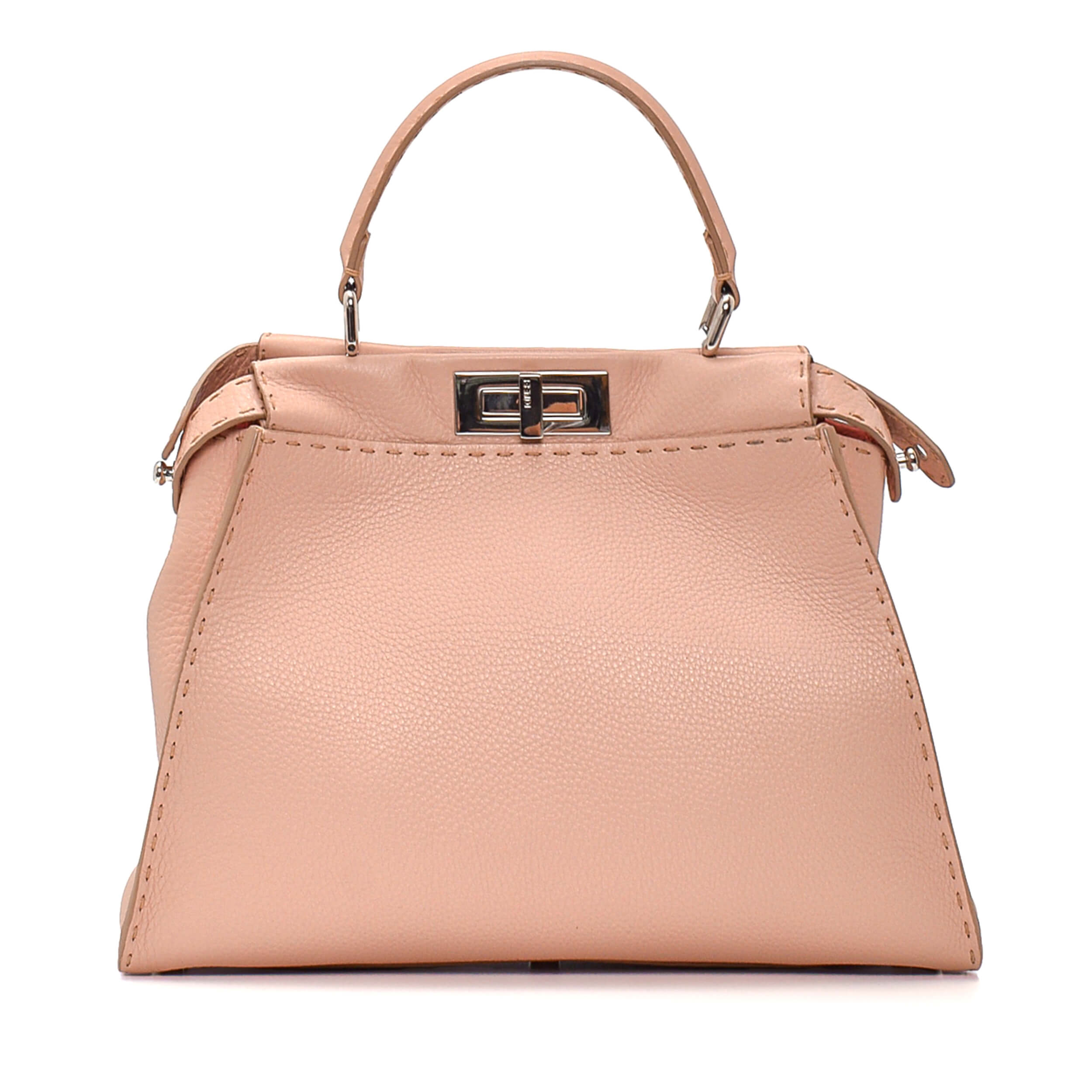 Fendi - Powder Pink Grained Leather Regular Peekaboo Bag